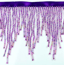 3" Chevron Deluxe Purple Iridescent Beaded Fringe